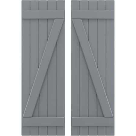 Americraft 5-Board (2 Batten) Wood Joined Board-n-Batten Shutters W/ Z-Bar, ARW102BB518X77CHH